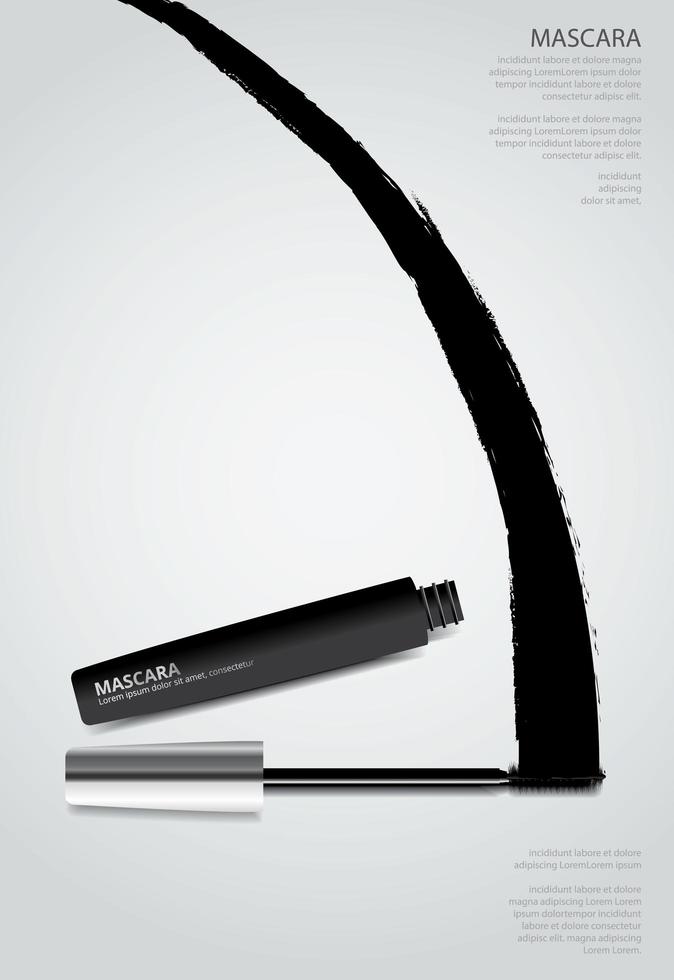 mascara cosmétique affiche avec illustration vectorielle emballage vecteur