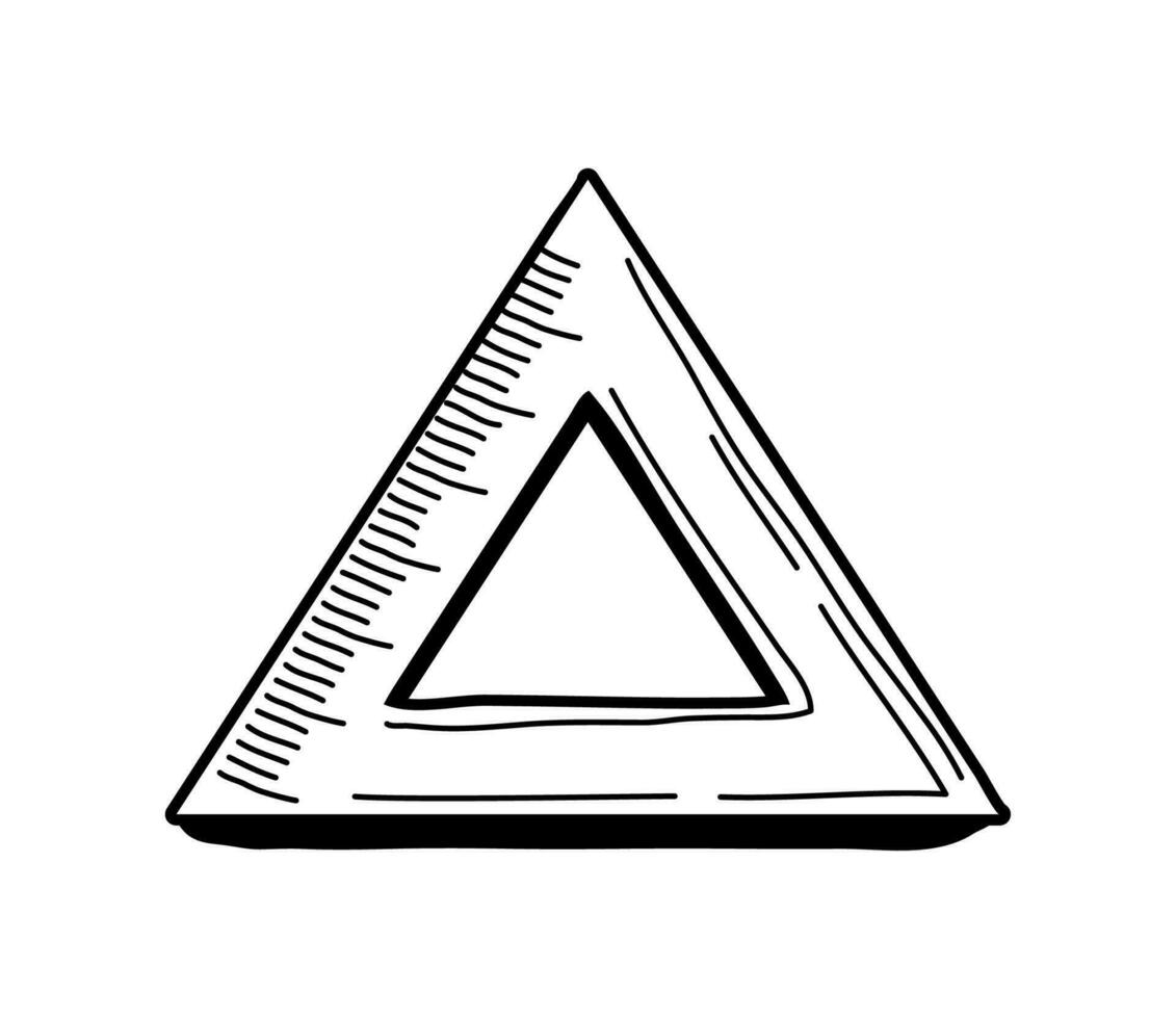 Triangle règle la fourniture griffonnage vecteur