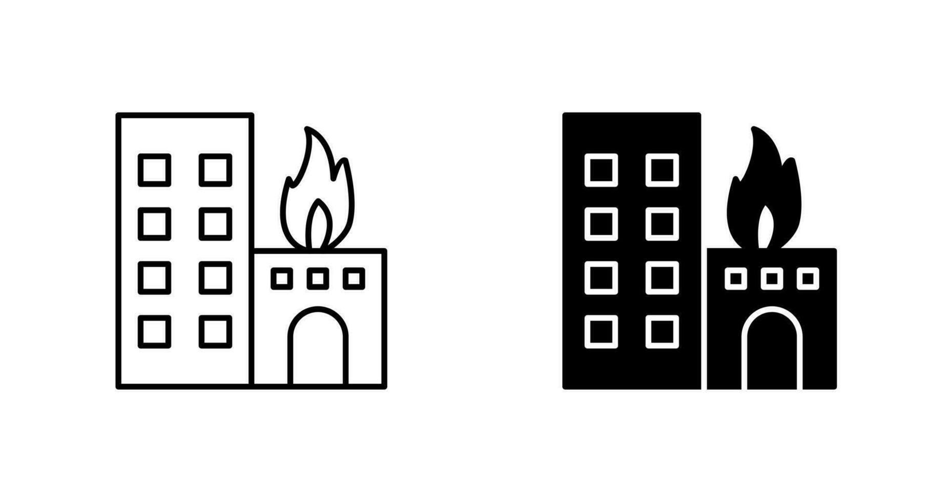 icône de vecteur de bâtiment en feu unique