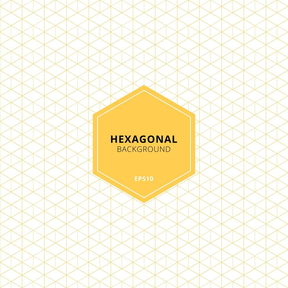 motif abstrait hexagones jaunes sur fond blanc. Bordure et lignes géométriques 3D. vecteur