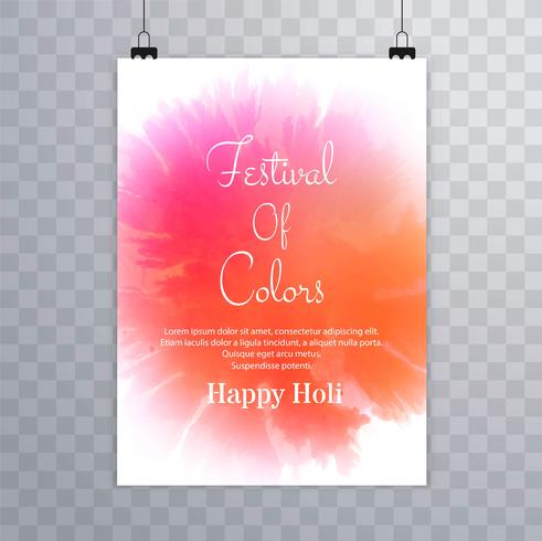 Happy holi festival vecteur de conception de brochure holi