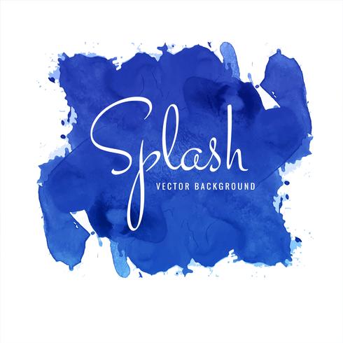 Splash bleu aquarelle belle peinture à la main sur fond blanc vecteur