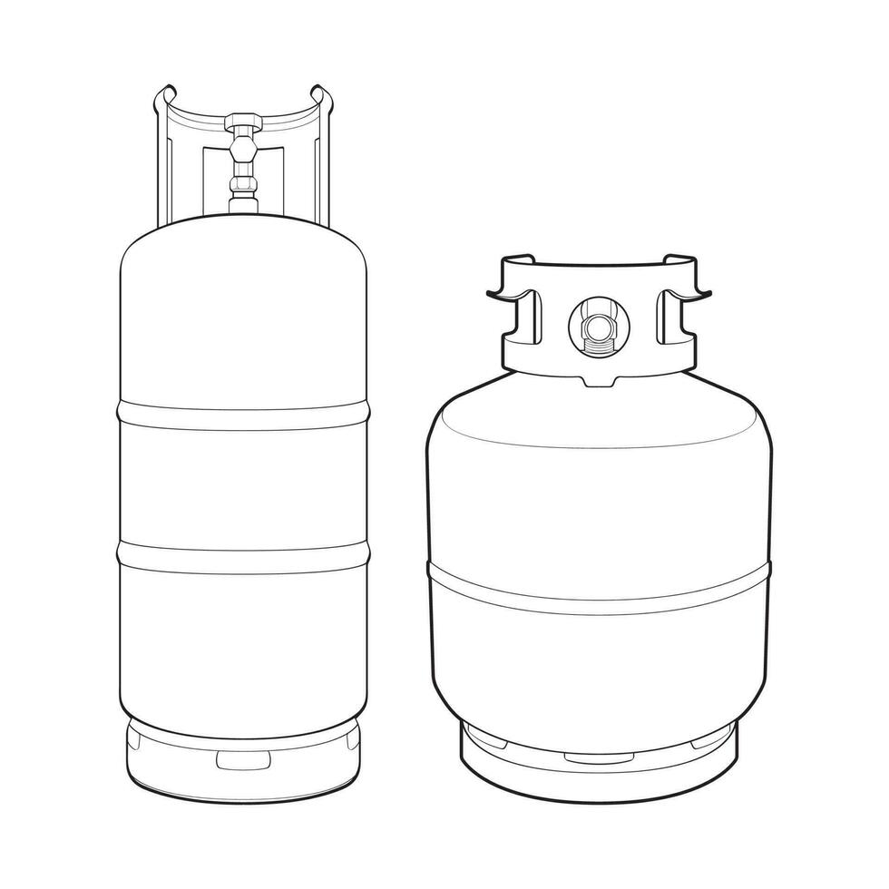 ensemble de industriel gaz cylindres vecteur contour. contour de industriel gaz cylindres vecteur icône conception isolé sur blanc Contexte.