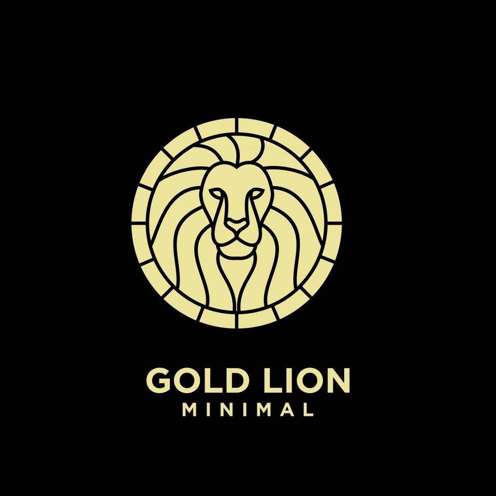 création de logo vectoriel tête de lion d'or minimal premium