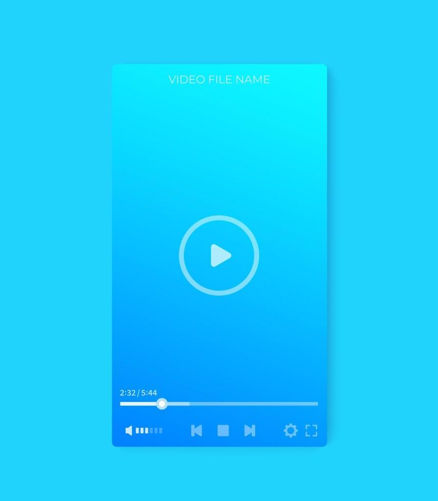 interface de lecteur vidéo conception de vecteur d'interface utilisateur mobile en orientation verticale