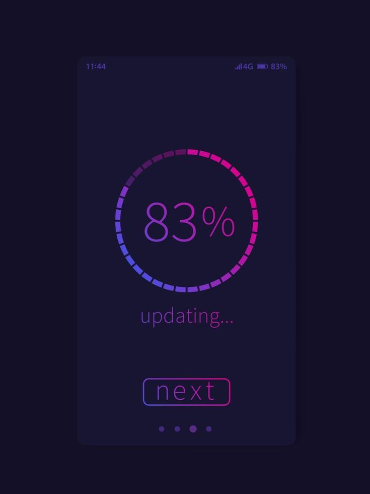 interface mobile de l'écran de progression ou modèle d'interface utilisateur vecteur