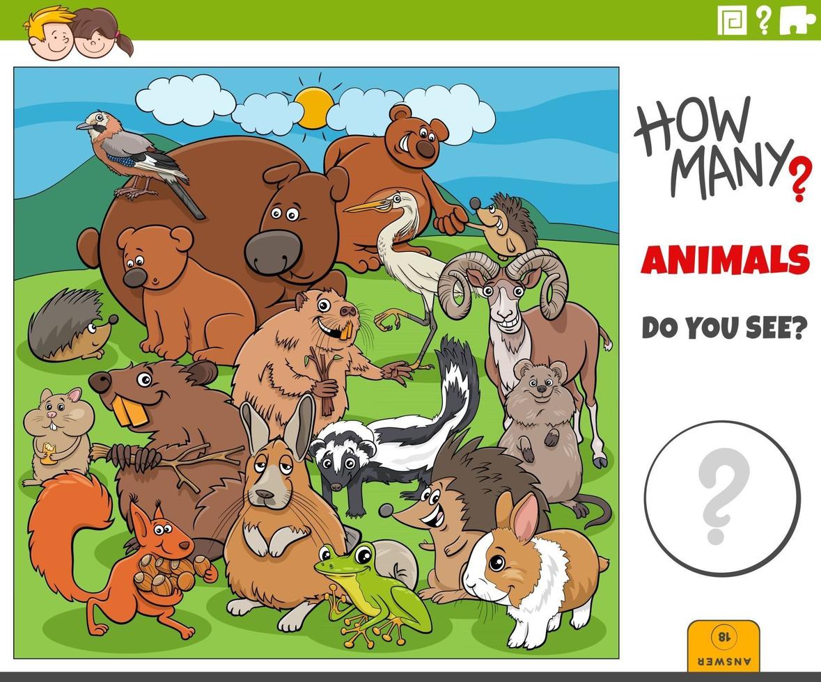 combien de jeux éducatifs d'animaux de dessin animé pour les enfants vecteur