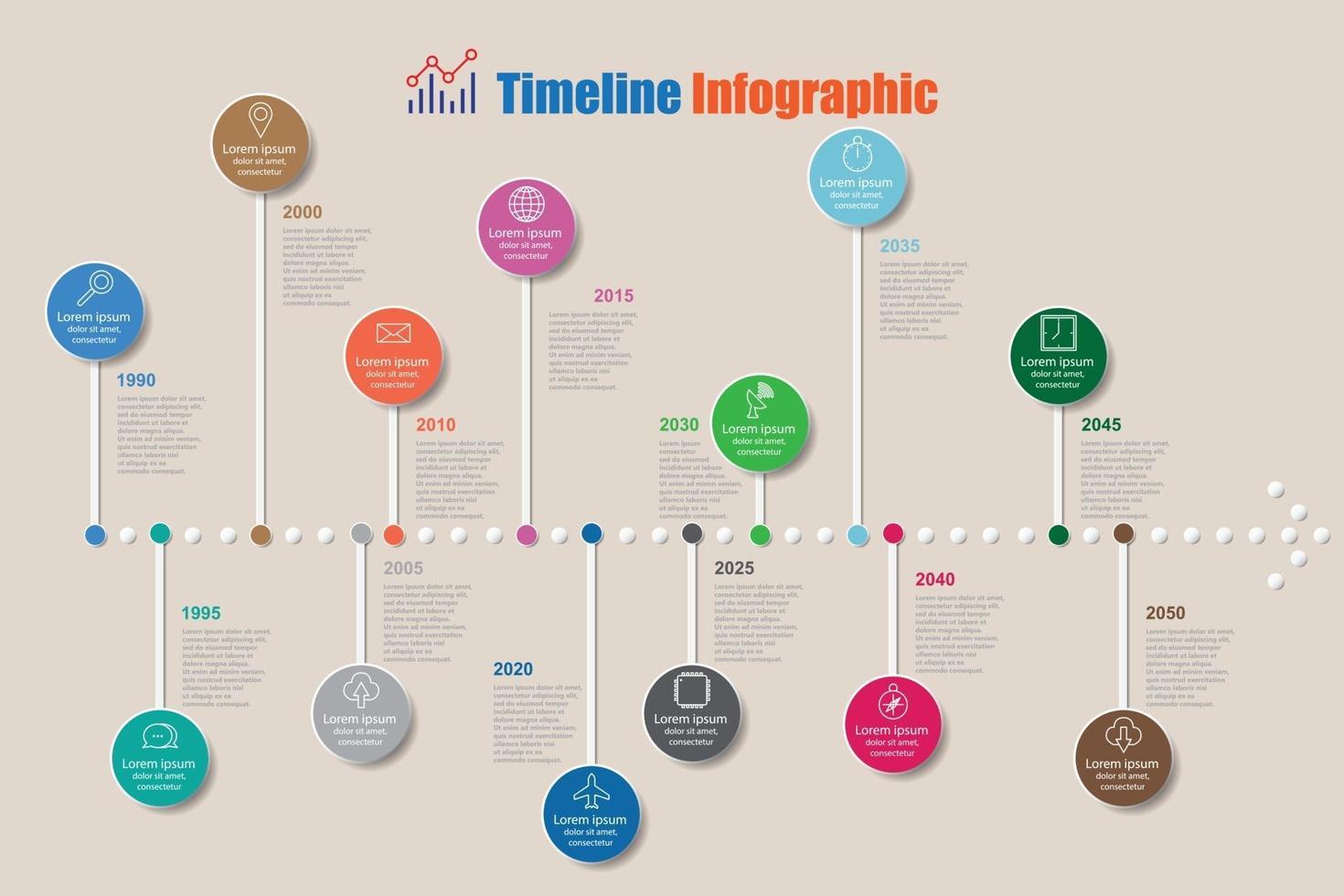 infographie de chronologie moderne avec cercle de 13 étapes conçu pour le diagramme de brochure de modèle planification de processus de présentation pages web workflow illustration vectorielle vecteur