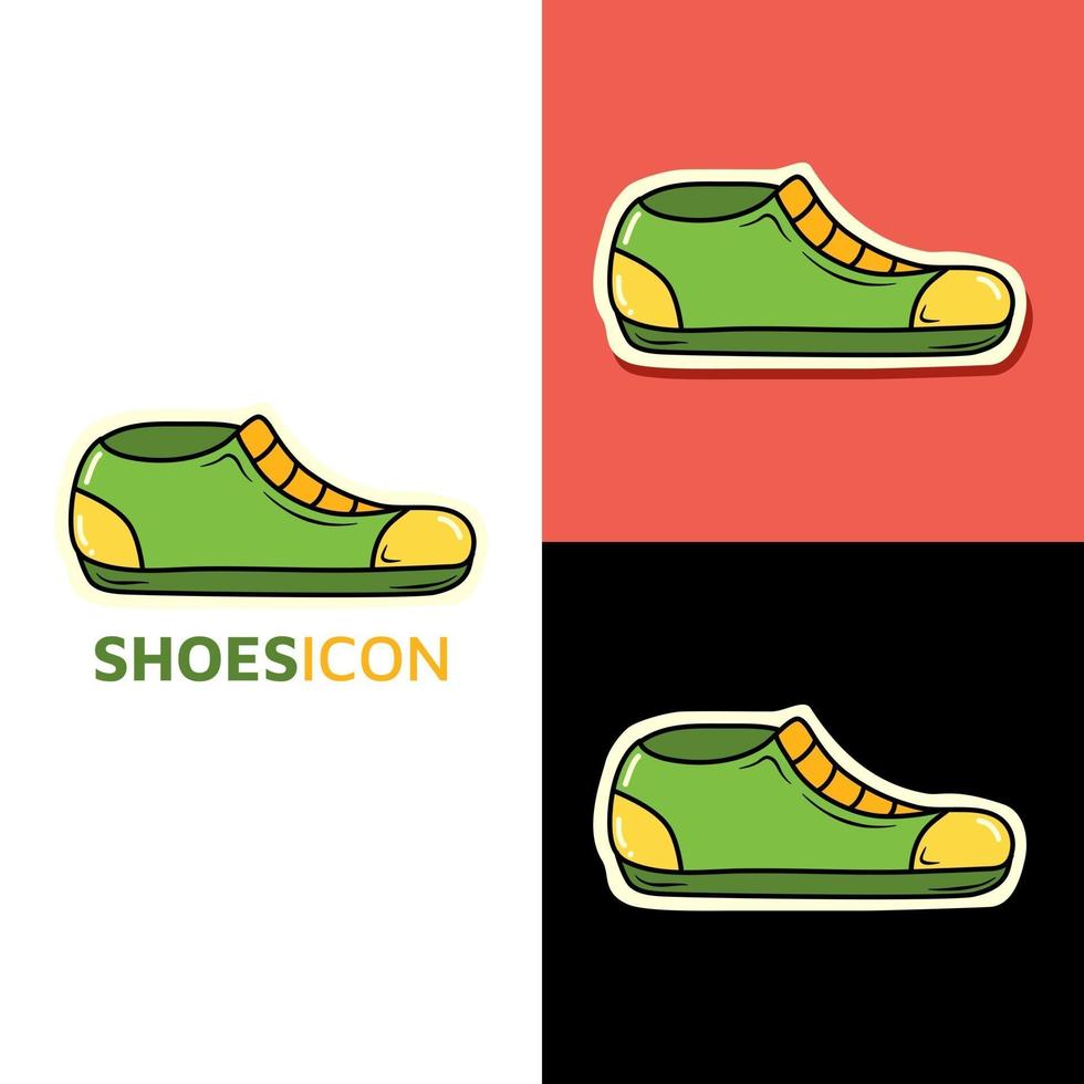 chaussures école kawaii icône logo retour à lécole dessin animé mignon icône doodle dessiné à la main autocollant vecteur