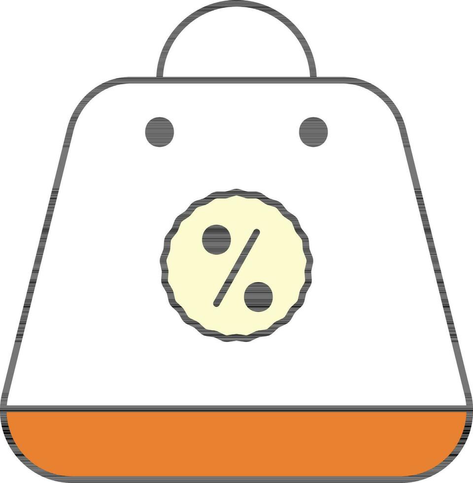 Orange et blanc remise sac icône dans plat style. vecteur