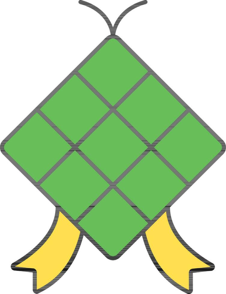 illustration de ketupat icône dans vert et Jaune couleur. vecteur