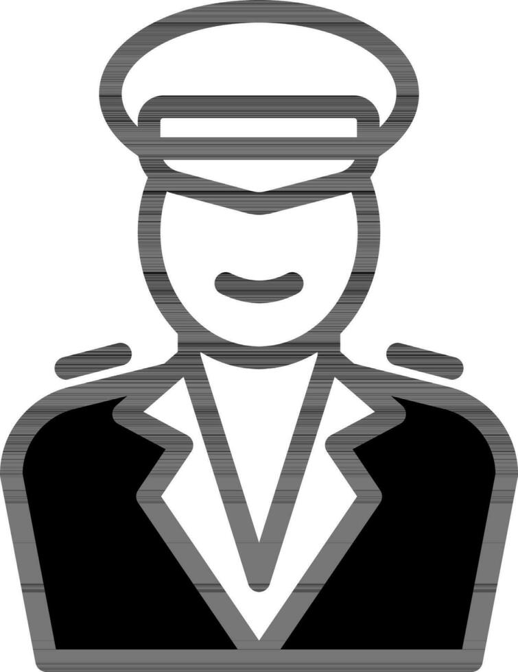 marin personnage icône dans noir et blanc couleur. vecteur