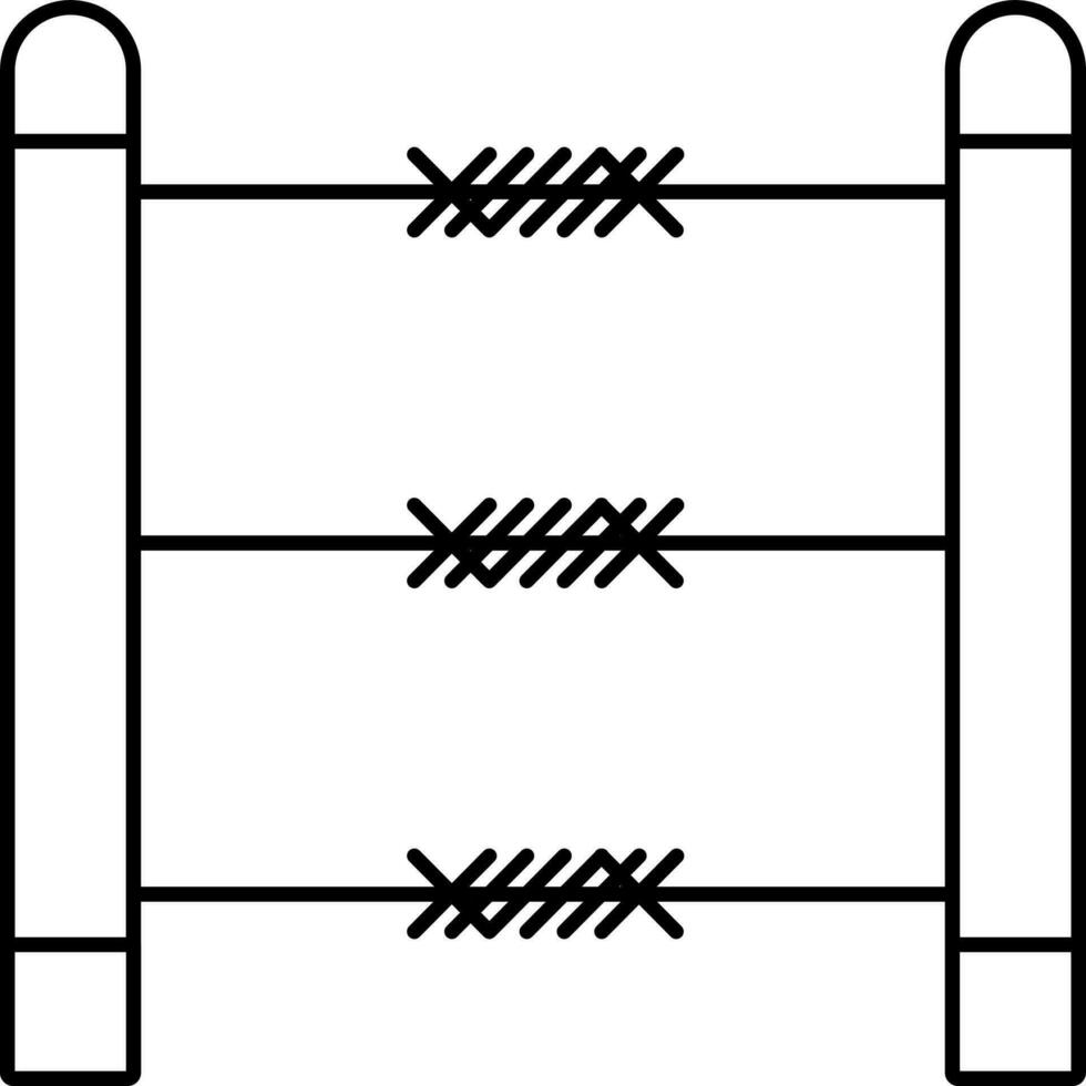 barbelé câble clôture icône dans noir contour. vecteur