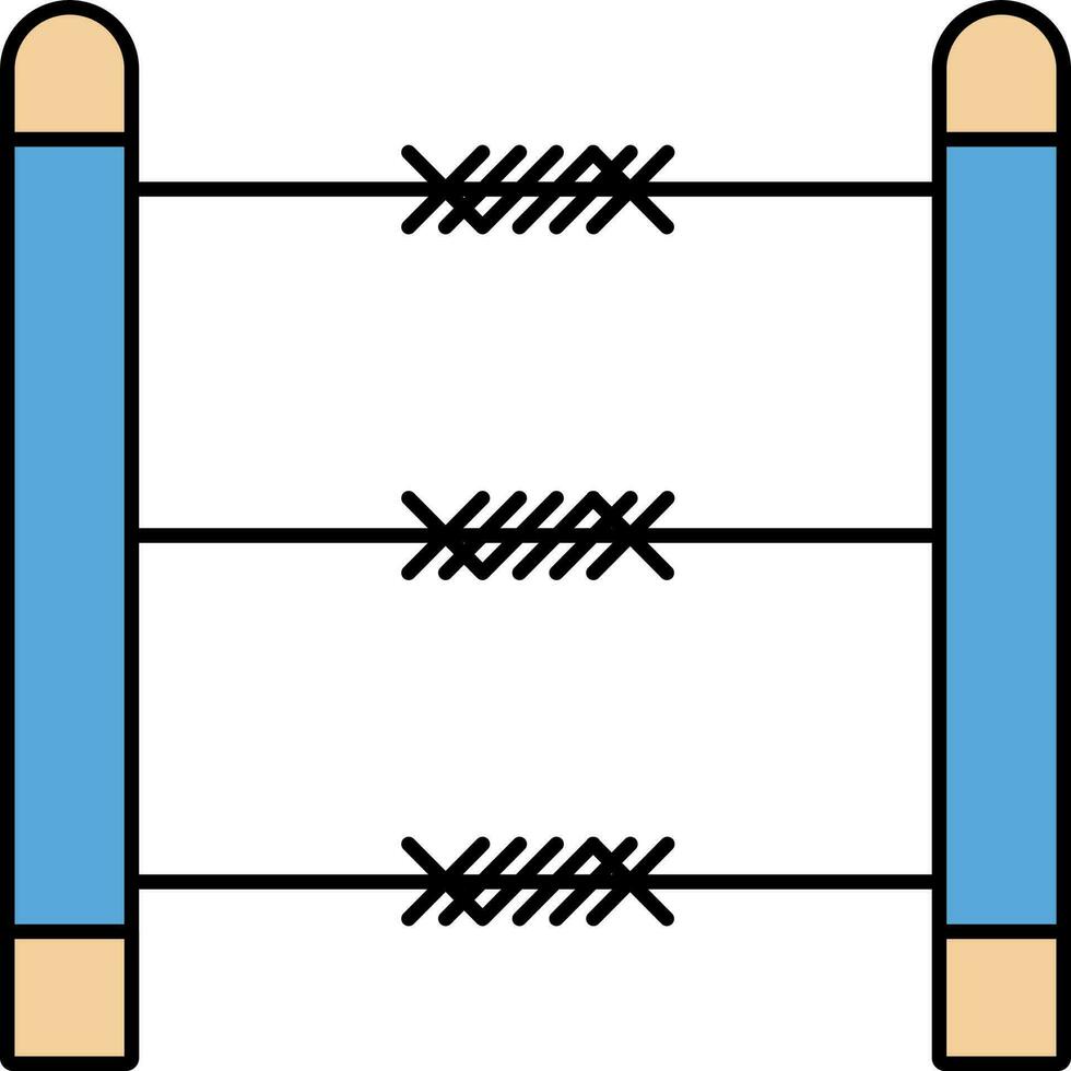 barbelé câble clôture icône dans bleu et Orange couleur. vecteur