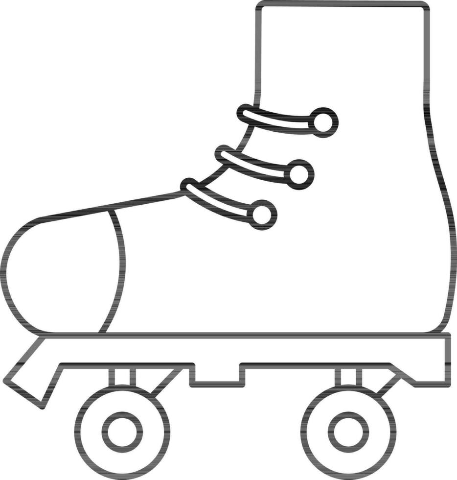 rouleau patin icône dans mince ligne art. vecteur
