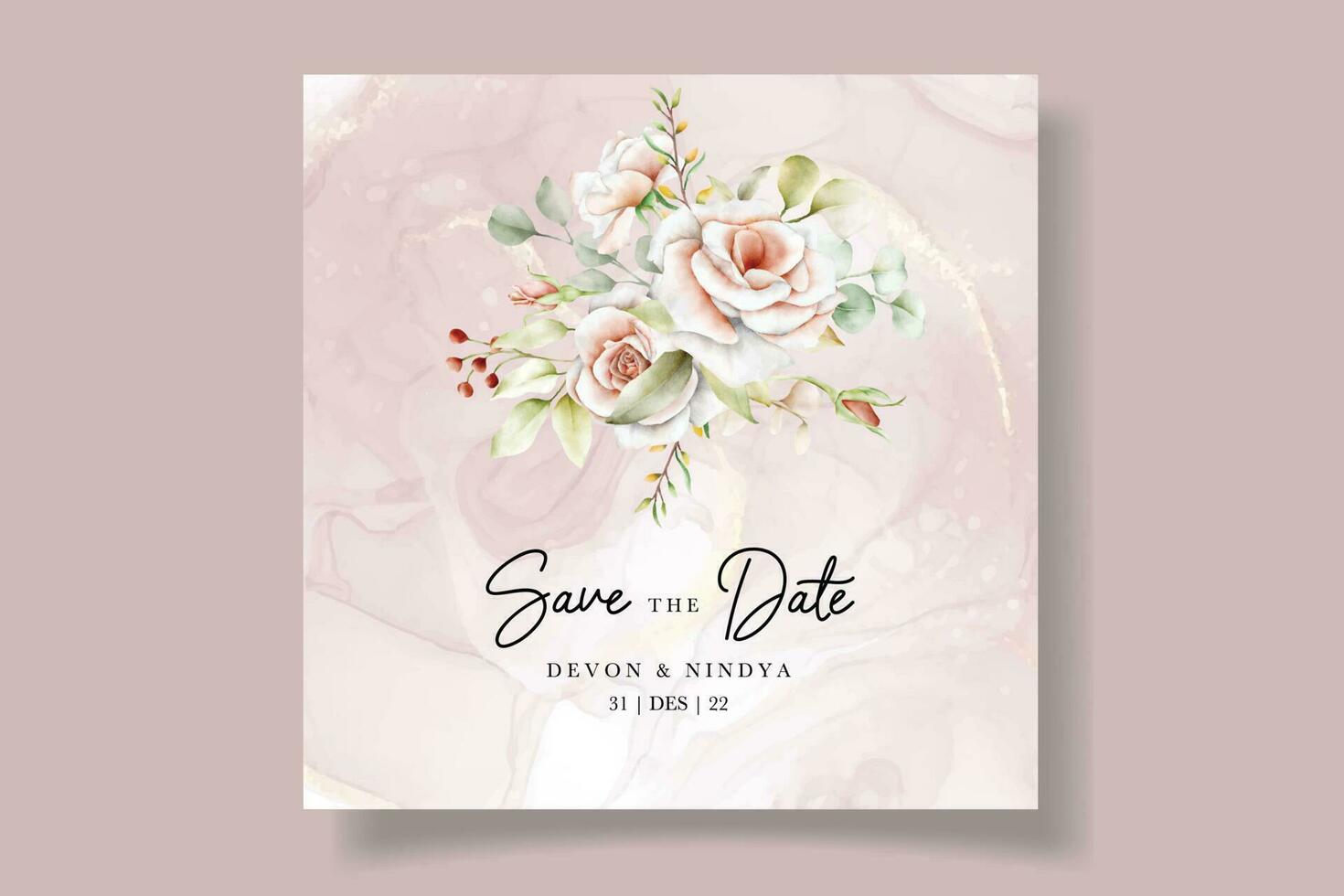 mariage invitation carte avec magnifique aquarelle des roses décoration vecteur
