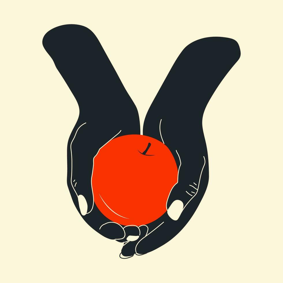 une main en portant un Pomme. vecteur illustration