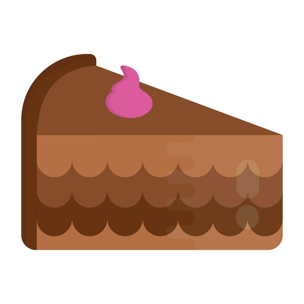 une foncé gâteau tranche avec fraise sur le haut, noir forêt gâteau icône vecteur