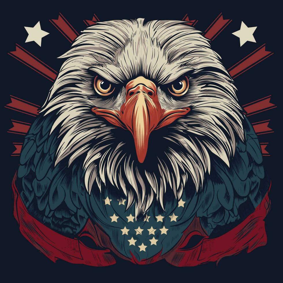 une vibrant illustration de le chauve Aigle sur américain indépendance journée vecteur