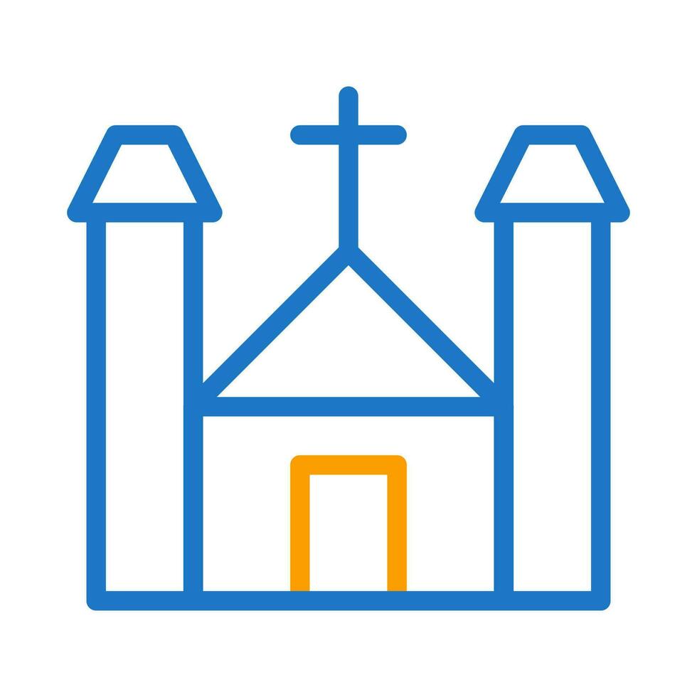 cathédrale icône bicolore bleu Orange Couleur Pâques symbole illustration. vecteur