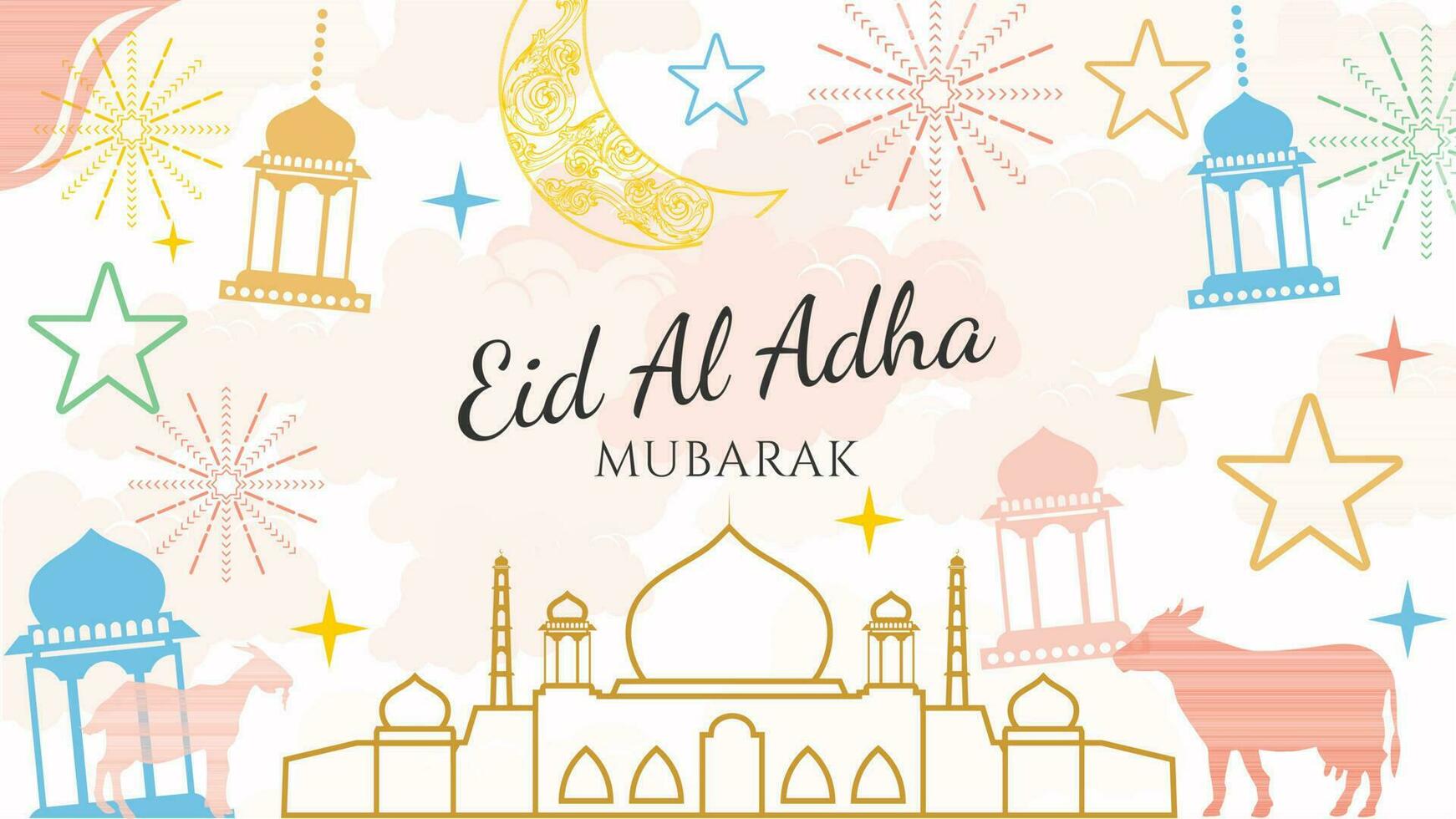 eid Al adha mubarak Contexte vecteur plat conception