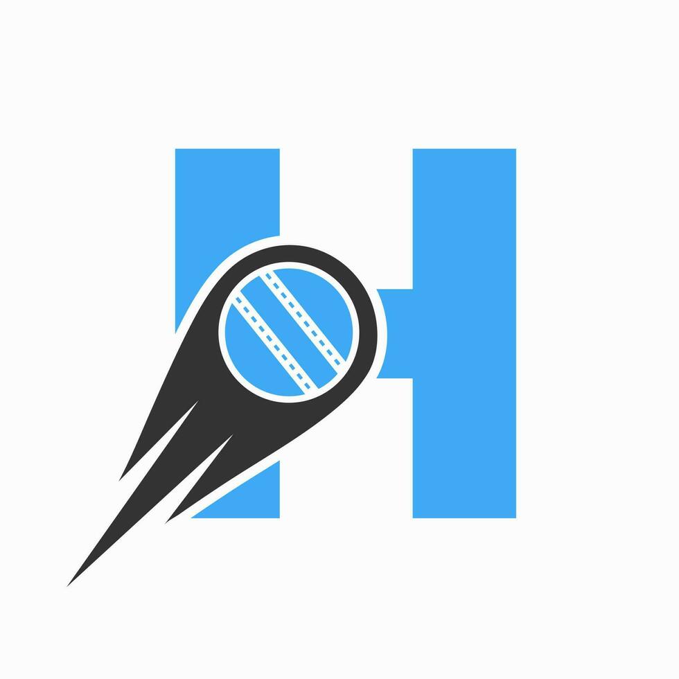 lettre h criquet logo concept avec en mouvement Balle icône pour criquet club symbole. joueur de cricket signe vecteur