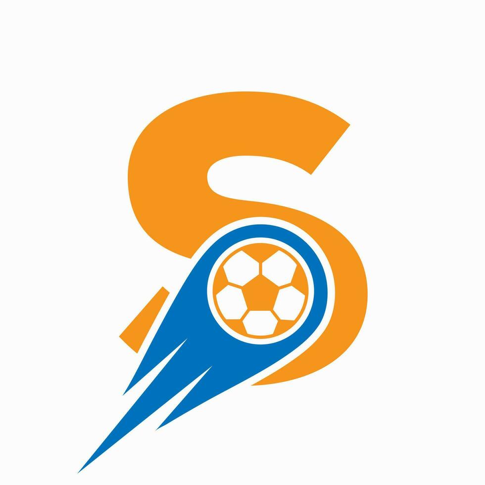 lettre s Football logo concept avec en mouvement Football icône. football logo modèle vecteur