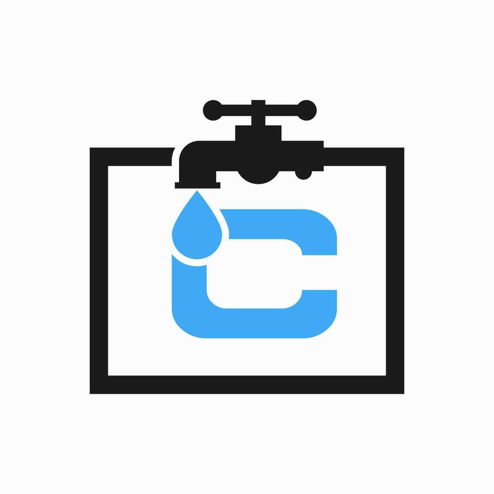 lettre c plombier logo conception. plomberie l'eau logo modèle vecteur