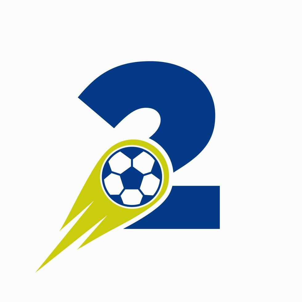 lettre 2 Football logo concept avec en mouvement Football icône. football logo modèle vecteur