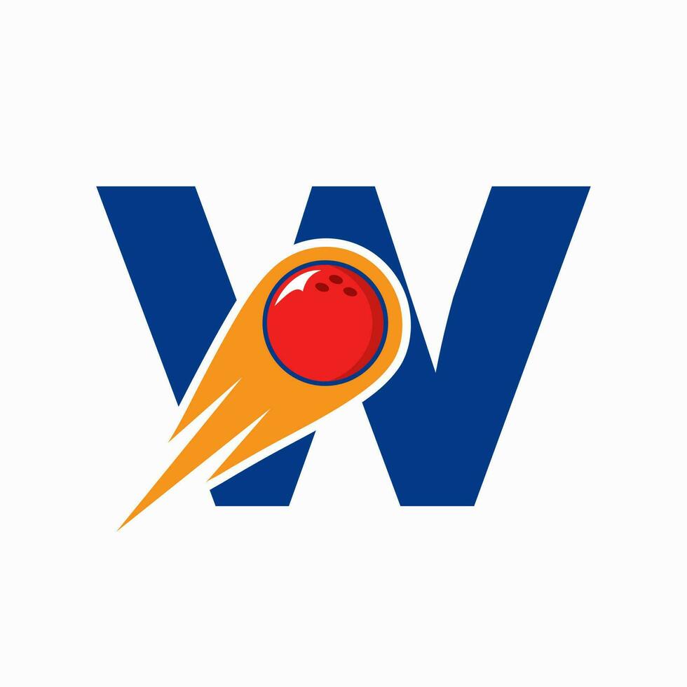 lettre w bowling logo. bowling Balle symbole avec rouge en mouvement Balle icône vecteur
