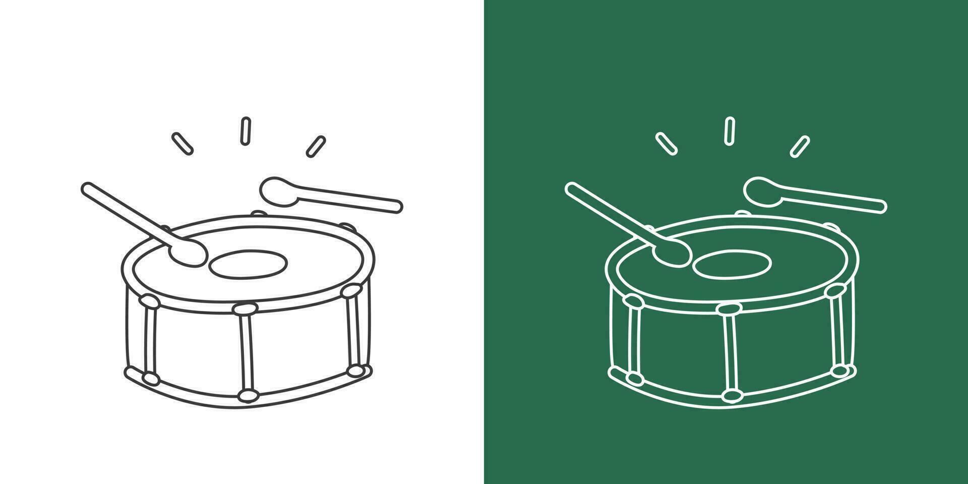 piège tambour ligne dessin dessin animé style. percussion instrument piège tambour clipart dessin dans linéaire style isolé sur blanc et tableau noir Contexte. musical instrument clipart concept, vecteur conception