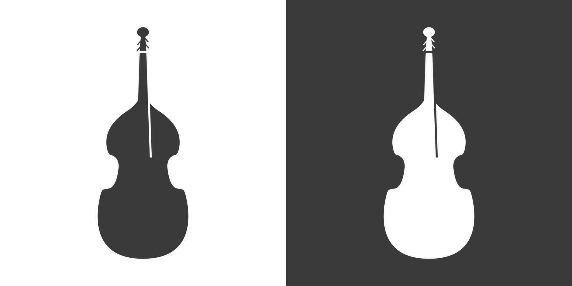 double basse plat la toile icône. double basse logo conception. chaîne instrument Facile contrebasse signe silhouette icône avec inverser couleur. double basse solide noir icône vecteur conception. musical instruments concept