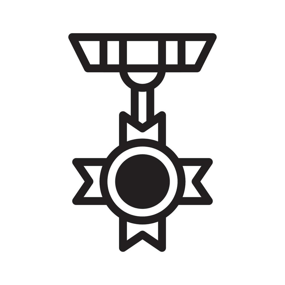 médaille icône bichromie noir Couleur militaire symbole parfait. vecteur