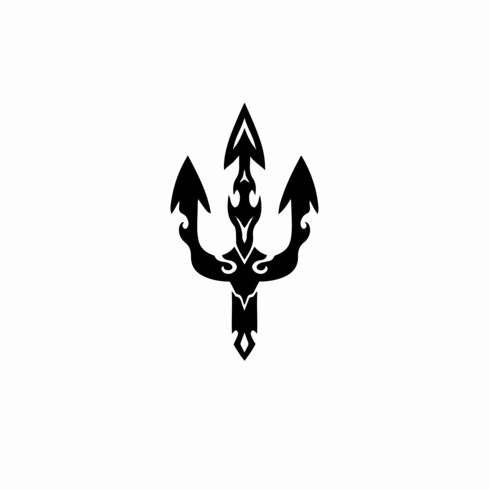 logo symbole trident. conception de tatouage tribal. illustration vectorielle de pochoir vecteur