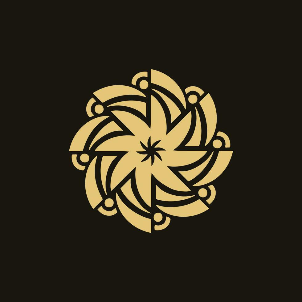 or mandala tribal flamboyant Soleil symbole logo sur noir Contexte. pochoir décalque tatouage conception. plat vecteur illustration.