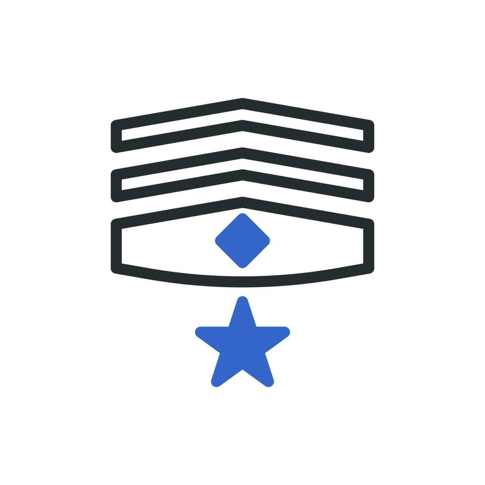 badge icône bichromie bleu gris Couleur militaire symbole parfait. vecteur