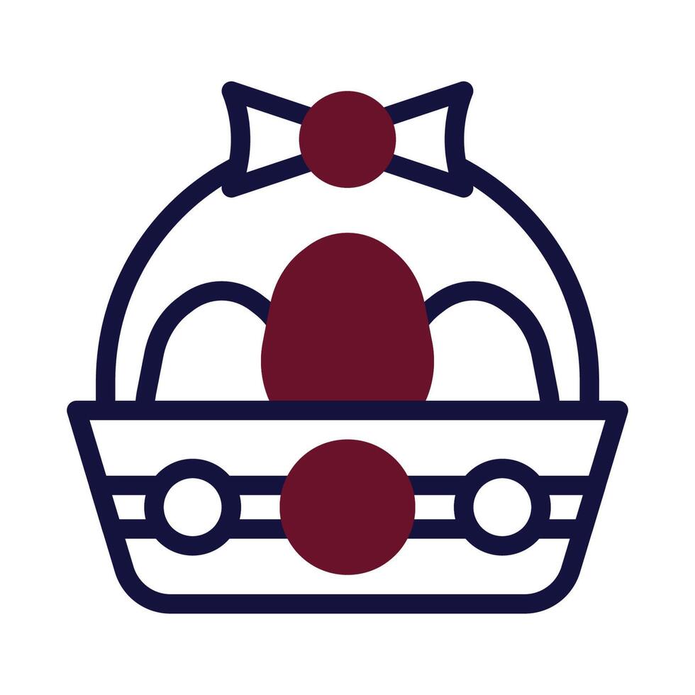 seau Oeuf icône bichromie bordeaux marine Couleur Pâques symbole illustration. vecteur