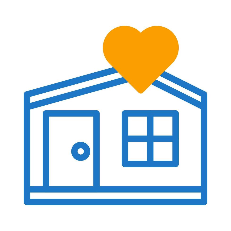maison l'amour icône bichromie bleu Orange style Valentin illustration symbole parfait. vecteur