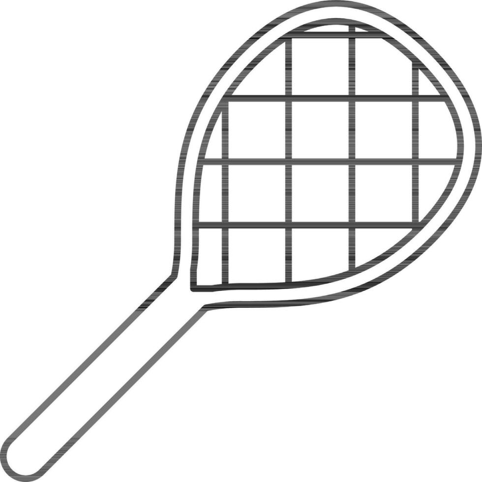 badminton raquette icône dans noir ligne art. vecteur