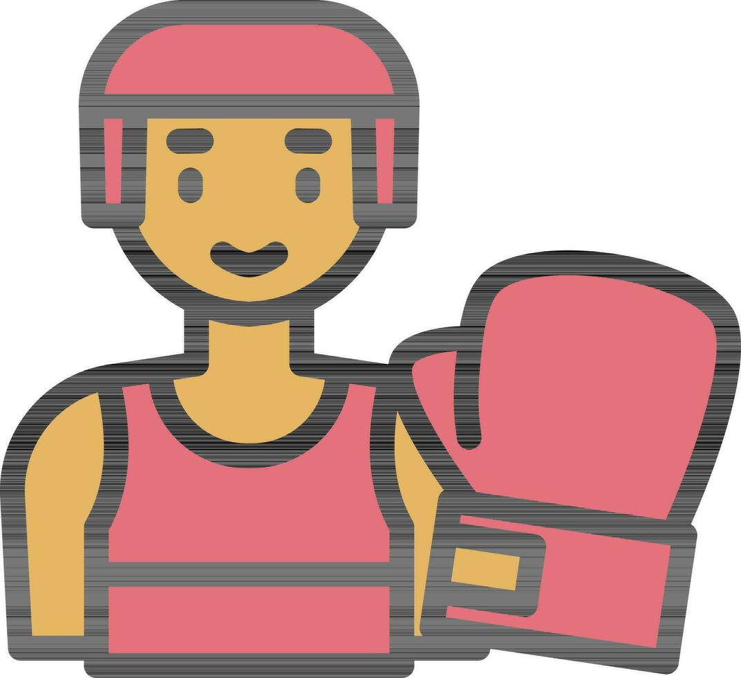 illustration de boxeur personnage icône dans rouge et Jaune couleur. vecteur