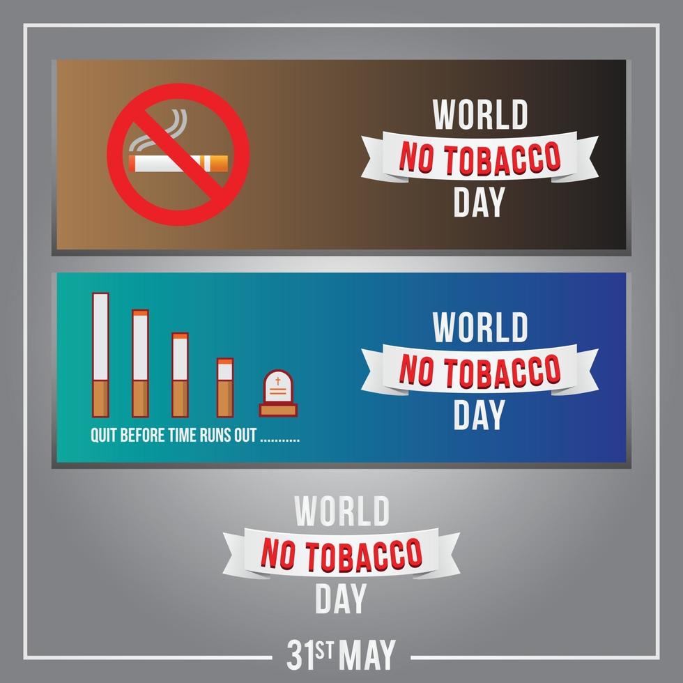 bannière de la journée mondiale sans tabac définie illustration vectorielle vecteur