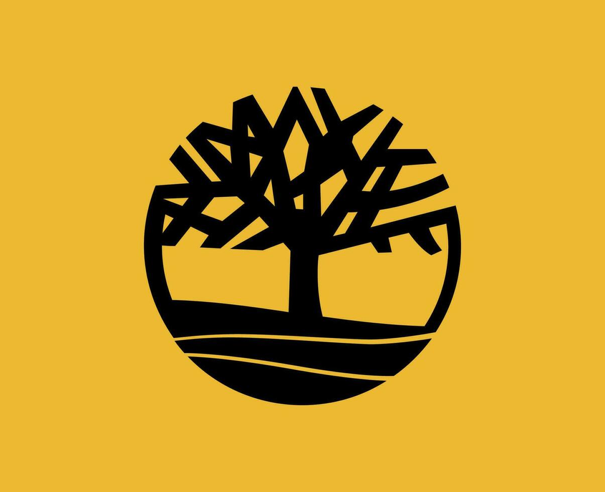 Timberland marque symbole logo noir conception icône abstrait vecteur illustration avec Jaune Contexte