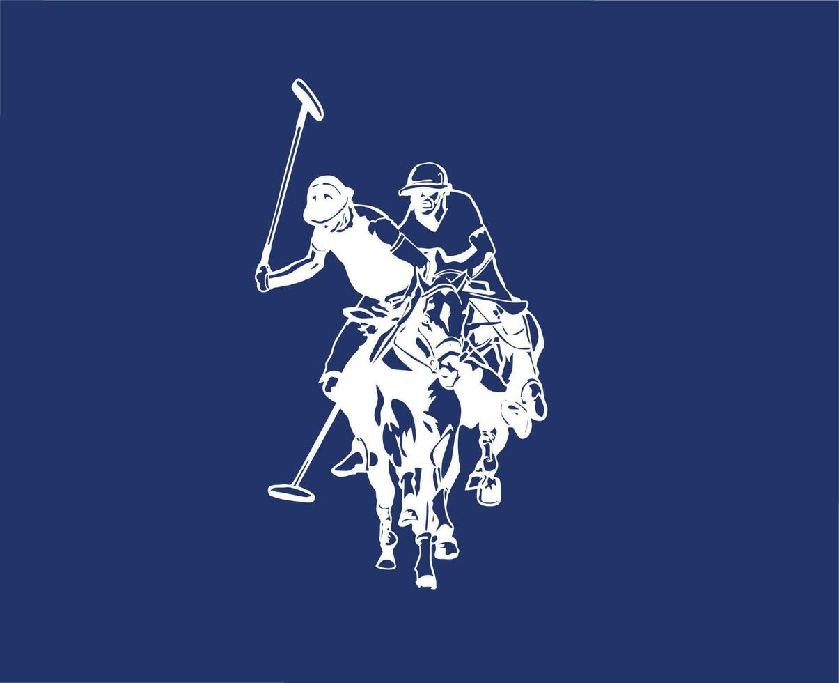 nous polo assn marque logo blanc symbole vêtements conception icône abstrait vecteur illustration avec bleu Contexte