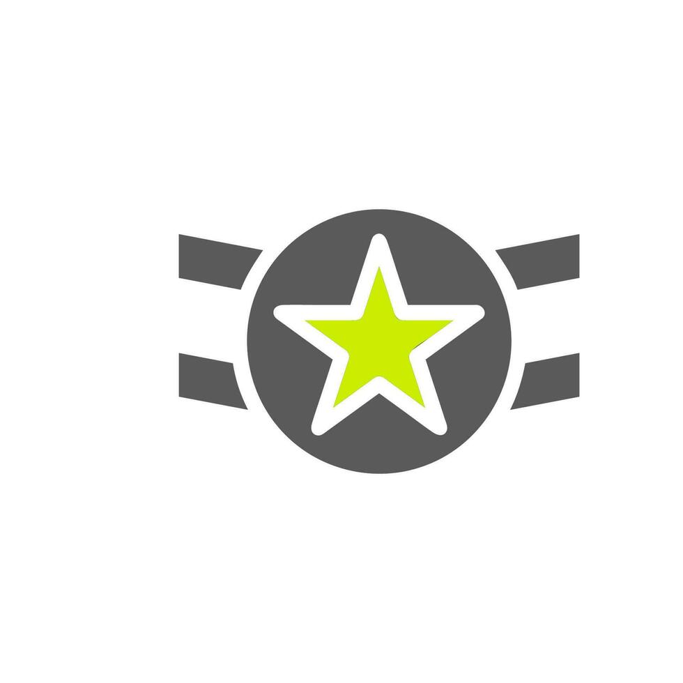 badge icône solide gris vibrant vert Couleur militaire symbole parfait. vecteur