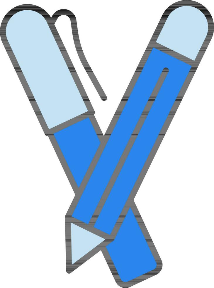 stylo et crayon icône dans bleu couleur. vecteur