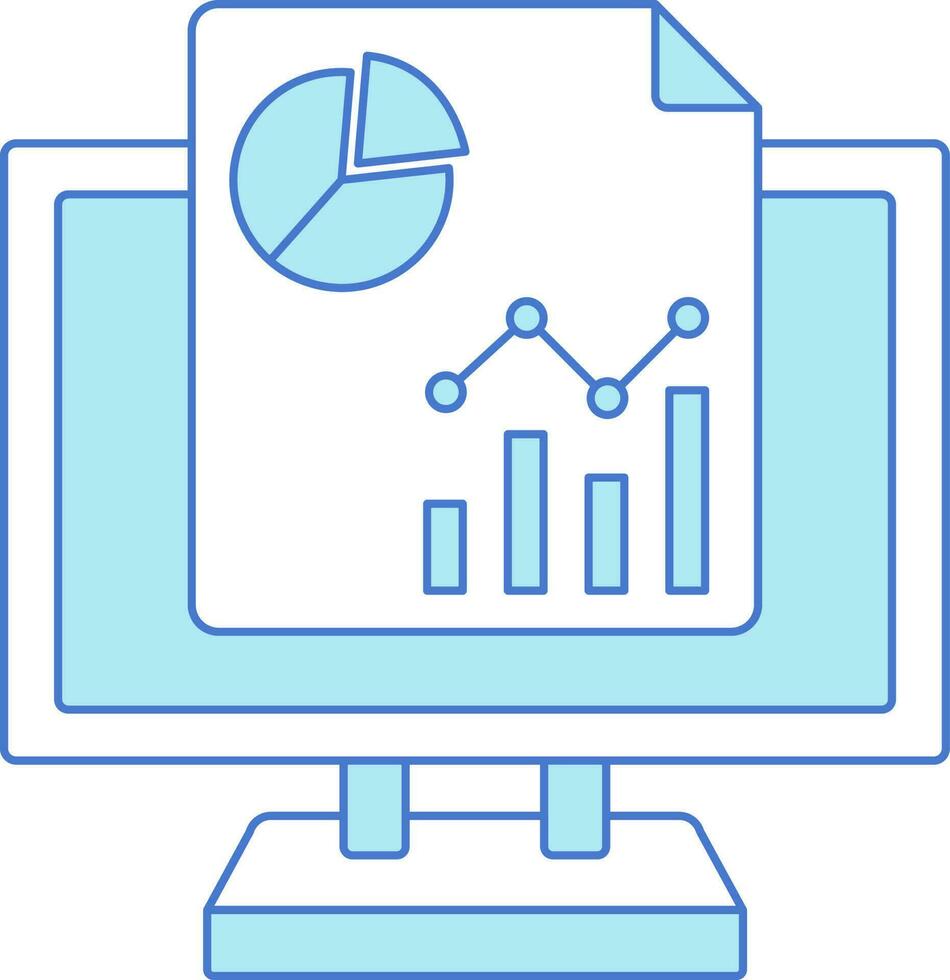 bleu et blanc Couleur statistiques dans bureau icône. vecteur