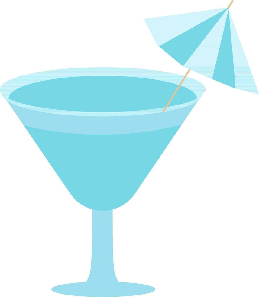 bleu lagune cocktail boisson verre avec parapluie paille plat icône vecteur
