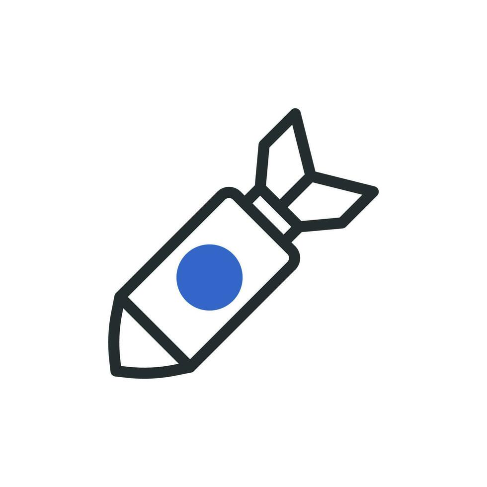 fusée icône bichromie bleu gris Couleur militaire symbole parfait. vecteur
