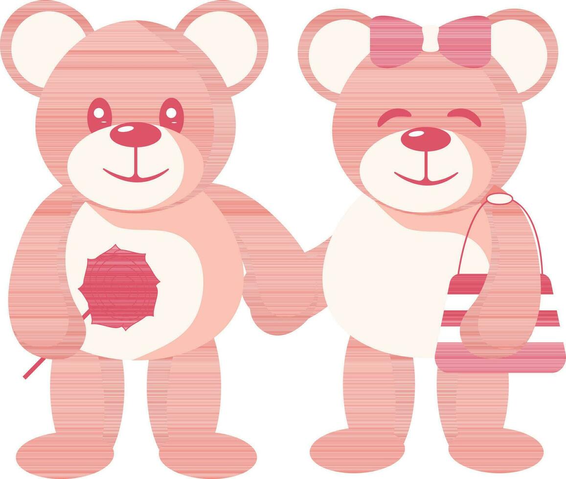 charmant couple de nounours ours icône dans rouge couleur. vecteur