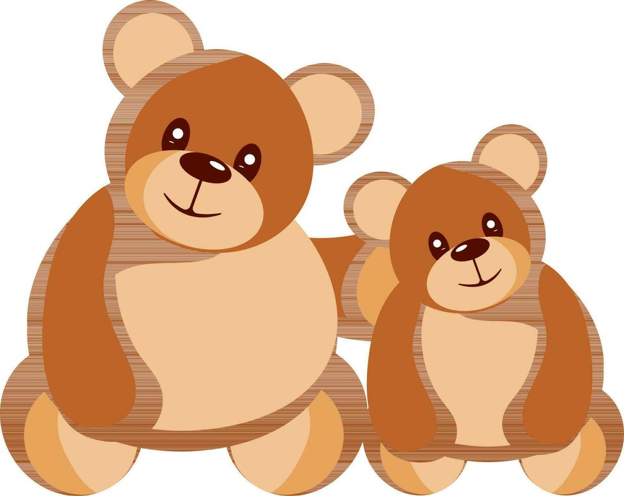 illustration de deux nounours ours icône dans marron couleur. vecteur